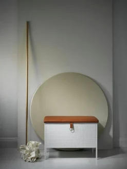 Maze Frank storage bench, white - cognac