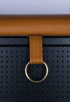 Maze Frank storage bench, black - cognac