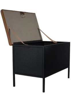 Maze Frank storage bench, black - cognac