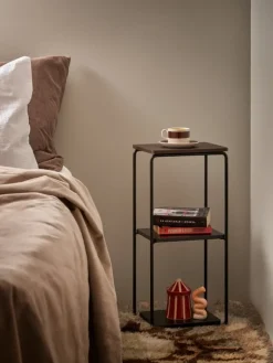 Maze Mixrack floor shelf, dark stained oak - black