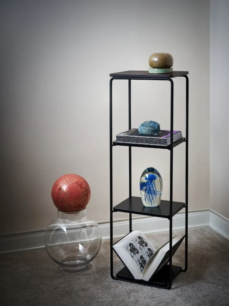 Maze Mixrack floor shelf, L, dark stained oak - black