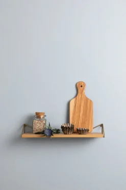 Maze Pythagoras XS shelf with brackets, oak - brass