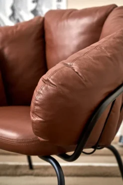 Maze Same Easy armchair, black - brown leather