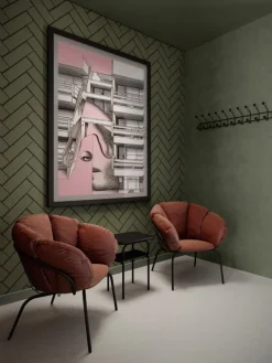 Maze Same Easy armchair, black - brown leather