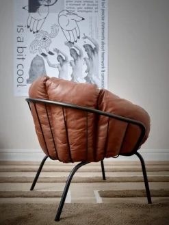 Maze Same Easy armchair, black - brown leather