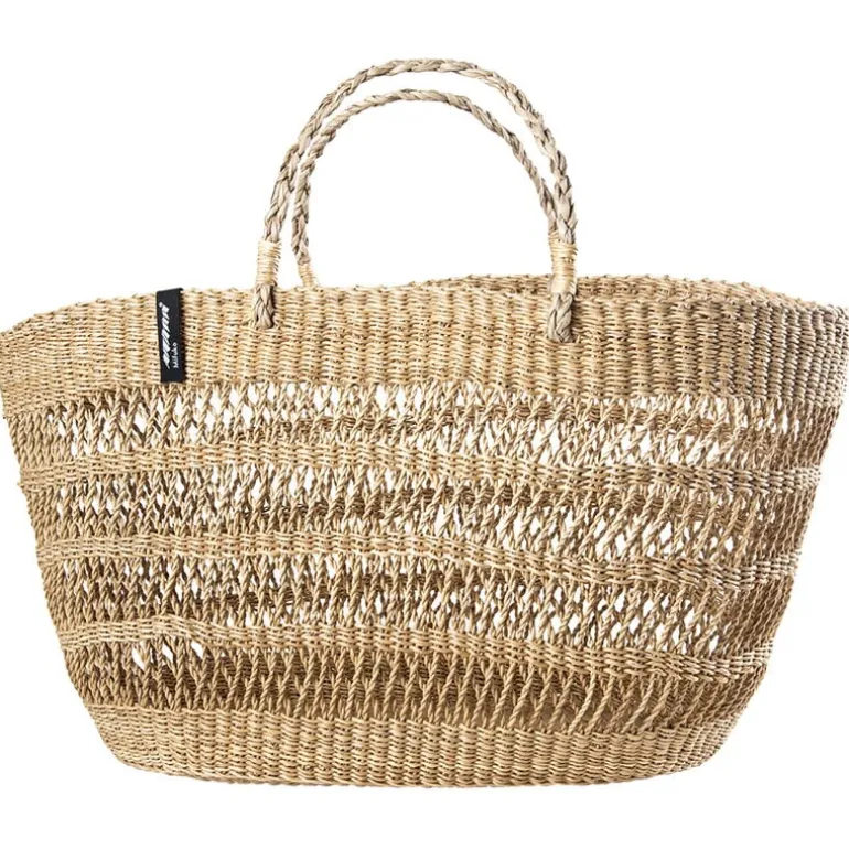 Mifuko Bolga market basket, M, open weave, natural