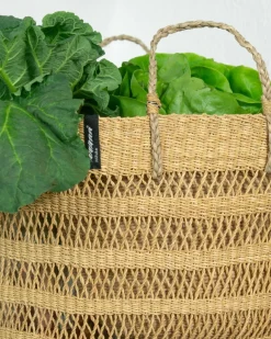 Mifuko Bolga market basket, M, open weave, natural