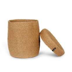 Mifuko Kiondo basket with lid, L, brown