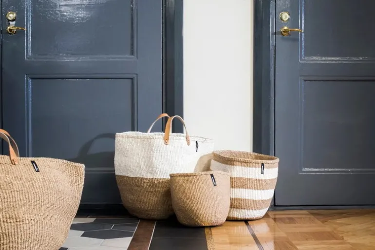 Mifuko Kiondo market basket, L, white - natural