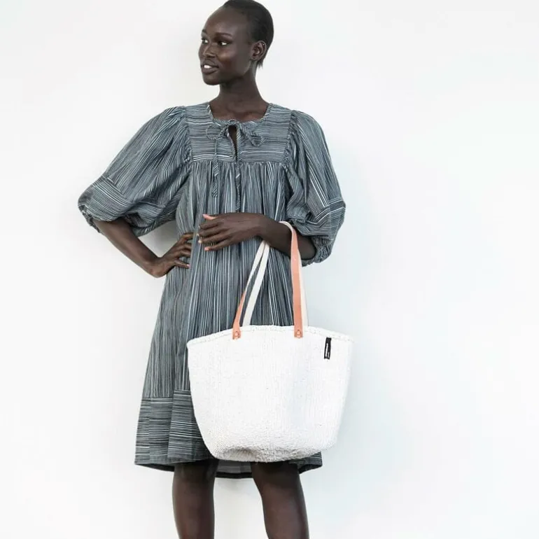 Mifuko Kiondo shopper basket, M, white