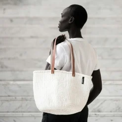 Mifuko Kiondo shopper basket, M, white