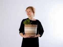 Mifuko Pamba basket, S, white - brown