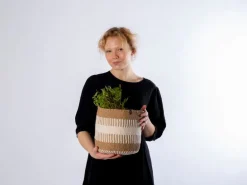 Mifuko Pamba basket, S, white - brown