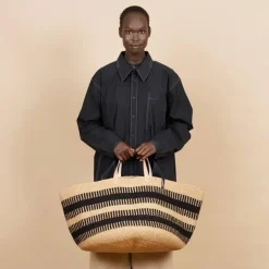 Mifuko Pamba floor basket, XXL, black - brown