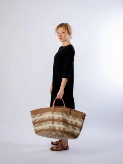 Mifuko Pamba floor basket, XXL, white - brown