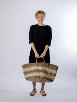 Mifuko Pamba floor basket, XXL, white - brown