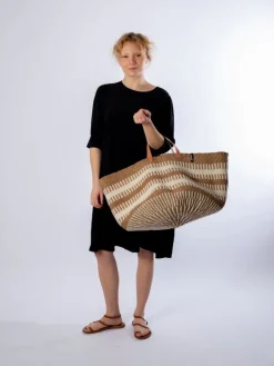 Mifuko Pamba floor basket, XXL, white - brown