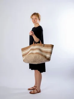 Mifuko Pamba floor basket, XXL, white - brown