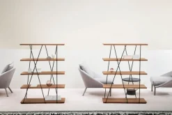 Miniforms Matassa bookcase, black - walnut