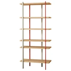 Miniforms Milonga bookcase, canapa-bloody mary-flamed oak