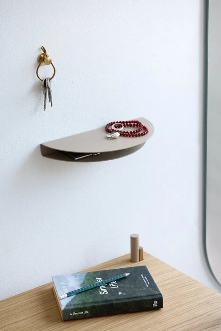 Moebe Half Moon shelf, large, warm grey