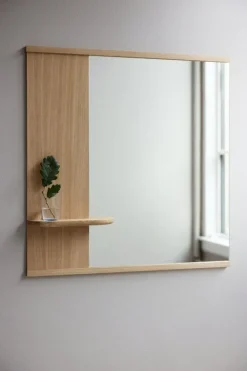 Moebe Mirror with a shelf, 70 cm, oak