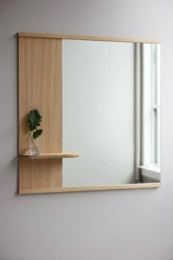 Moebe Mirror with a shelf, 70 cm, oak