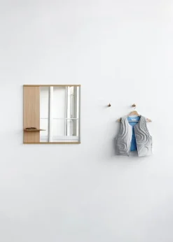 Moebe Mirror with a shelf, 70 cm, oak