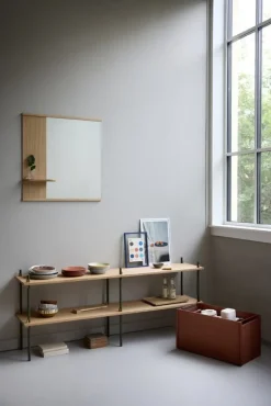 Moebe Mirror with a shelf, 70 cm, oak