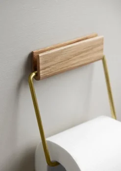 Moebe Toilet roll holder, oak - brass