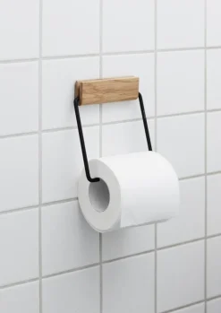 Moebe Toilet roll holder, oak - black