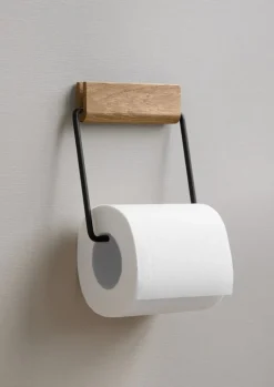Moebe Toilet roll holder, oak - black