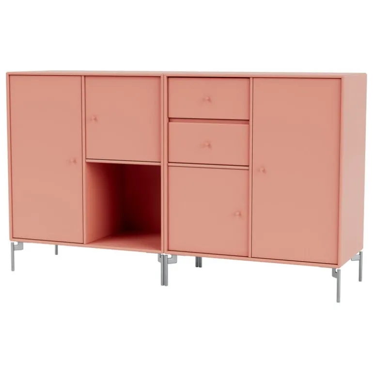 Montana Furniture Couple sideboard, matt chrome legs - 151 Rhubarb