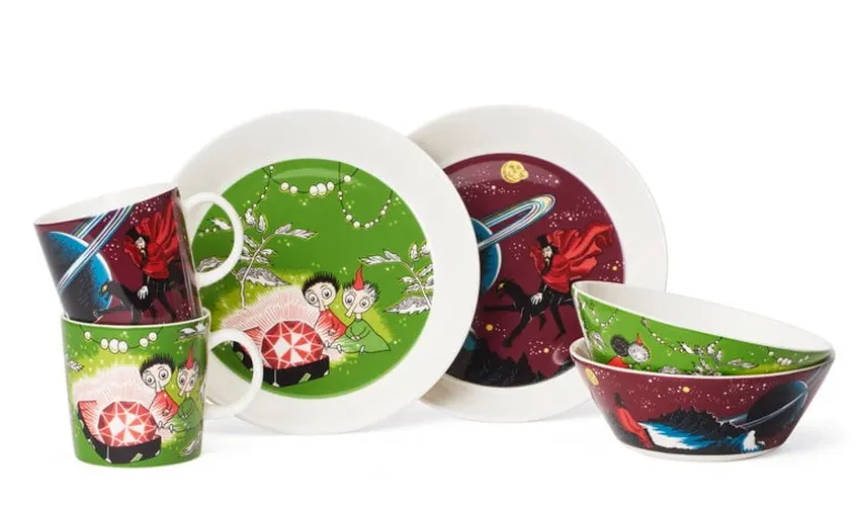 Moomin Arabia Moomin bowl, Thingumy and Bob, green