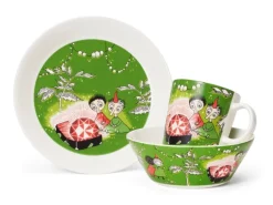 Moomin Arabia Moomin plate, Thingumy and Bob, green