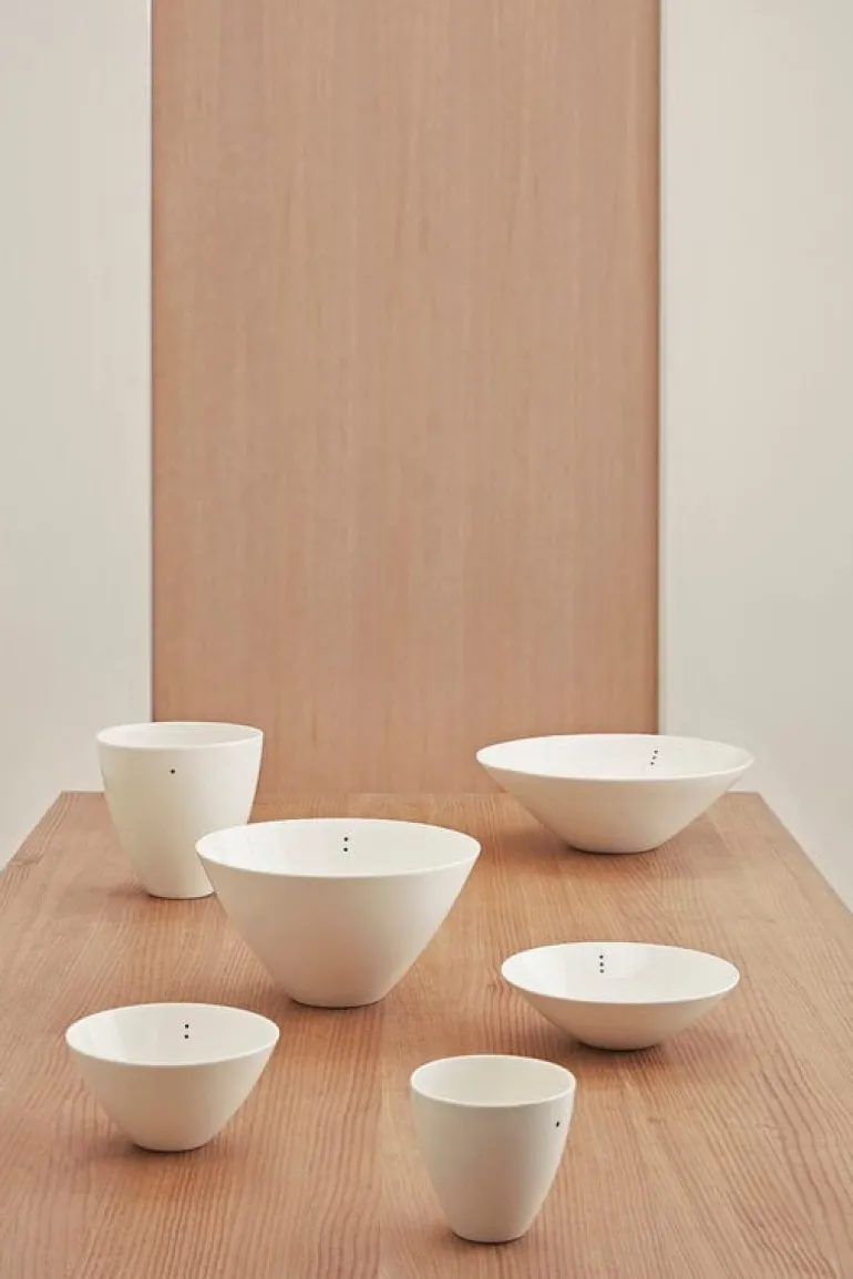 Motarasu Shiro bowl, large, 3 dots, 30 cm, white