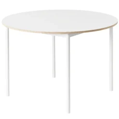 Muuto Base table round 110 cm, laminate with plywood edges, white