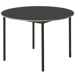Muuto Base table round 110 cm, linoleum with plywood edges, black