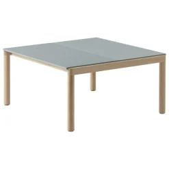 Muuto Couple coffee table, 80 x 84 cm, plain/wavy, pale blue - oak