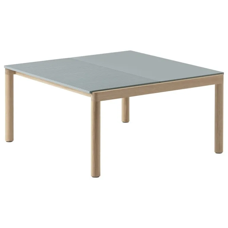 Muuto Couple coffee table, 80 x 84 cm, plain/wavy, pale blue - oak