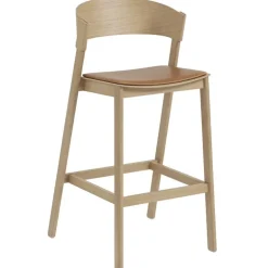 Muuto Cover bar stool 75 cm, oak - cognac leather