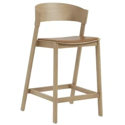 Muuto Cover counter stool, 65 cm, oak - cognac leather