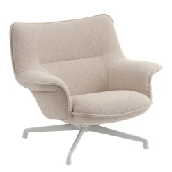 Muuto Doze lounge chair, low, swivel base, grey - beige Hearth 007