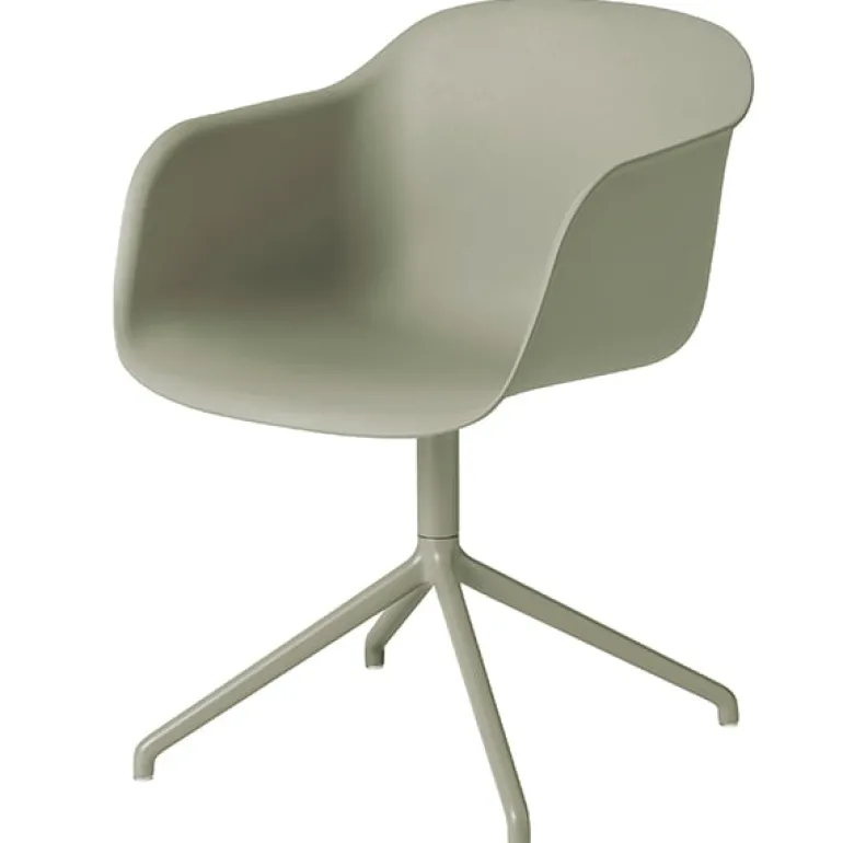 Muuto Fiber armchair, swivel base, dusty green