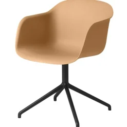 Muuto Fiber armchair, swivel base, ochre - black