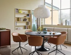 Muuto Fiber armchair, swivel base, cognac leather - black