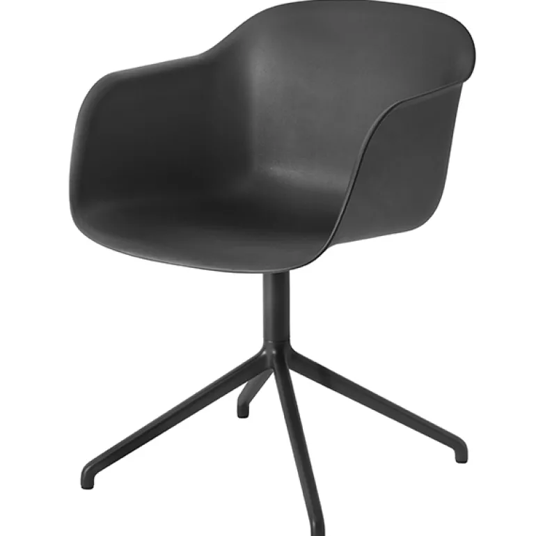 Muuto Fiber armchair, swivel base, black