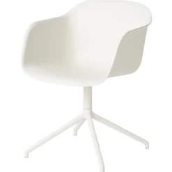Muuto Fiber armchair, swivel base, natural white - white