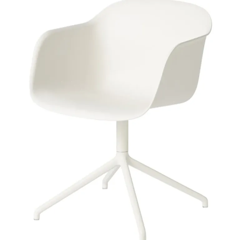 Muuto Fiber armchair, swivel base, natural white - white