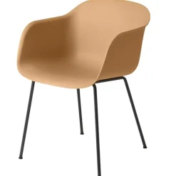 Muuto Fiber armchair, tube base, ochre - black